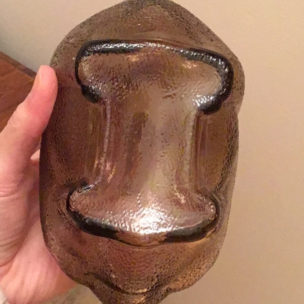 VINTAGE gray/brown colored textured glass piggy bank - Picture 8 of 13